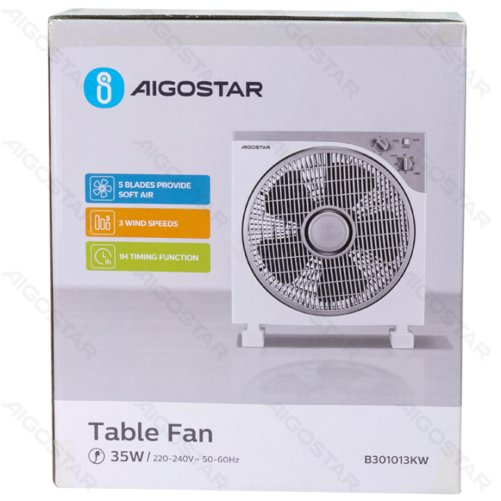 Table Fan,12 Inches, 5 Blades, 3 Speeds, Off white