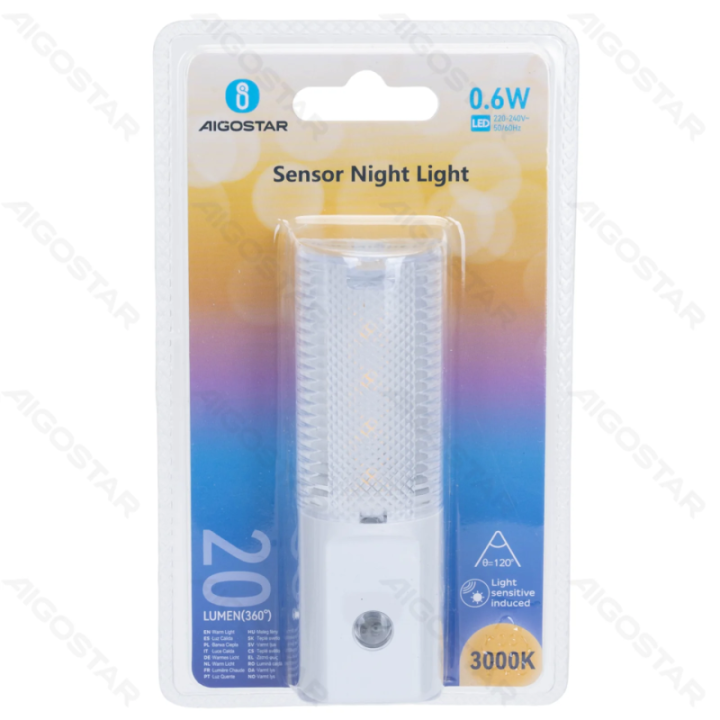 LED jutiklinė naktinė lemputė 0.6W 3000K