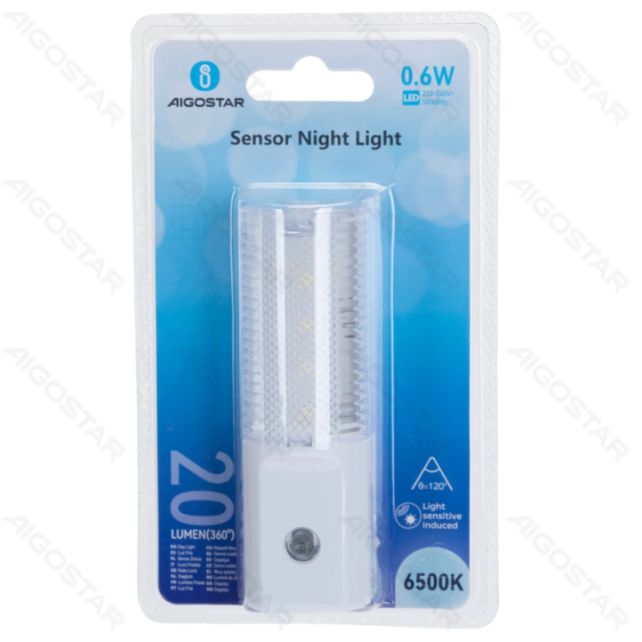 LED jutiklinė naktinė šviesa 0.6W 6500K