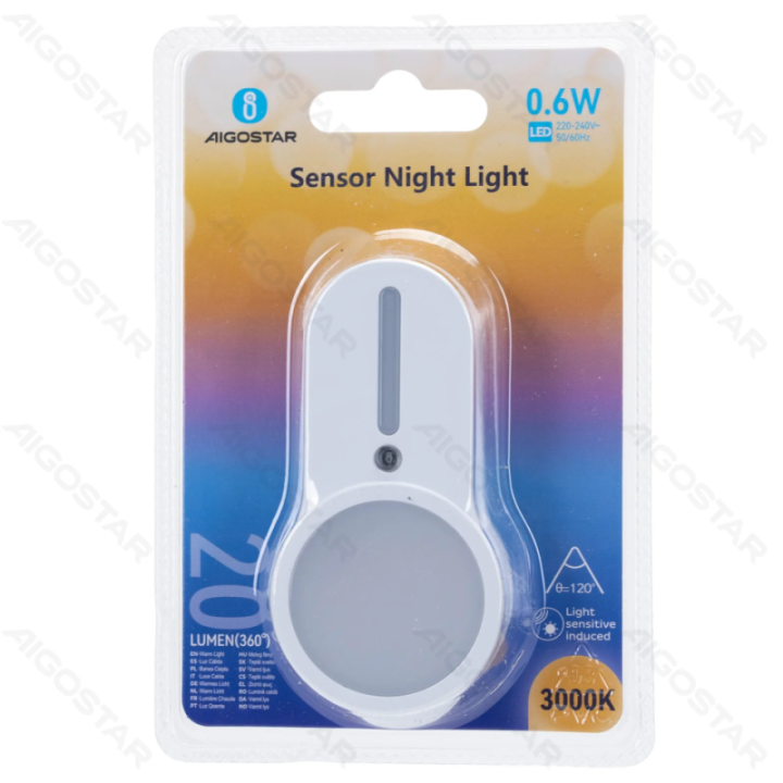 LED sensor night light 0.6W 3000K