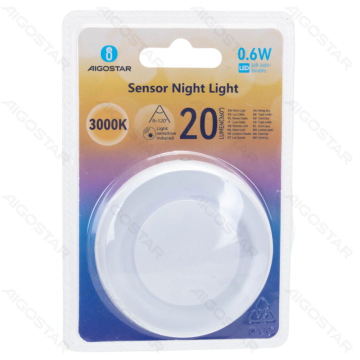 LED jutiklinė naktinė šviesa 0.6W 3000K