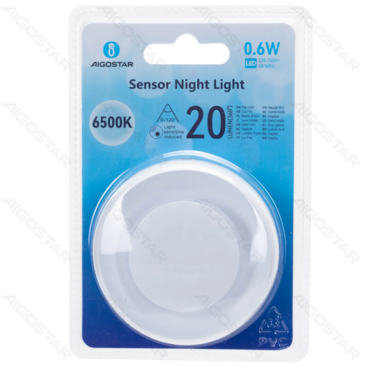 LED sensor night light 0.6W 6500K