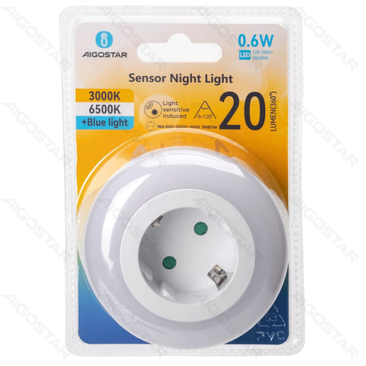 LED sensor night light 0.6W 3000K
