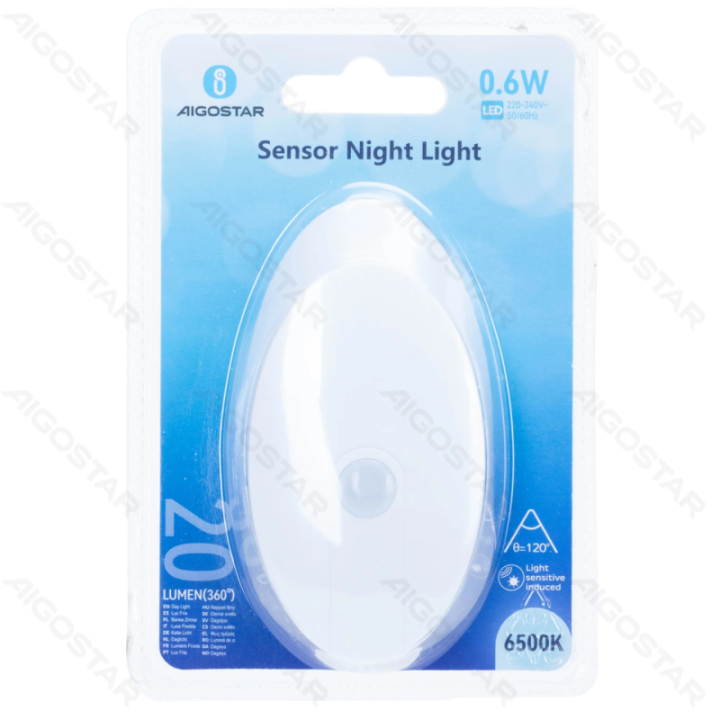 LED sensor night light 0.6W 6500K
