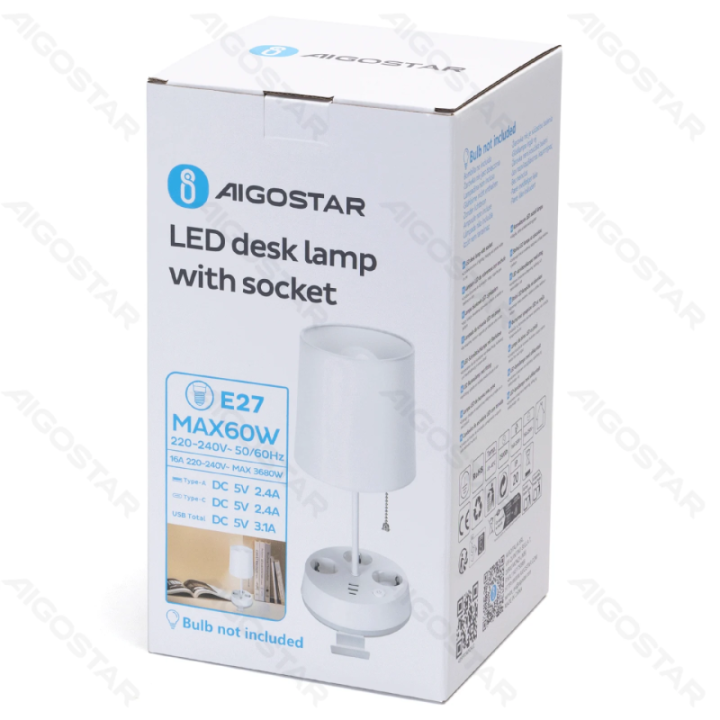 Socket desk lamp bulb not included E27 USB with phone holder