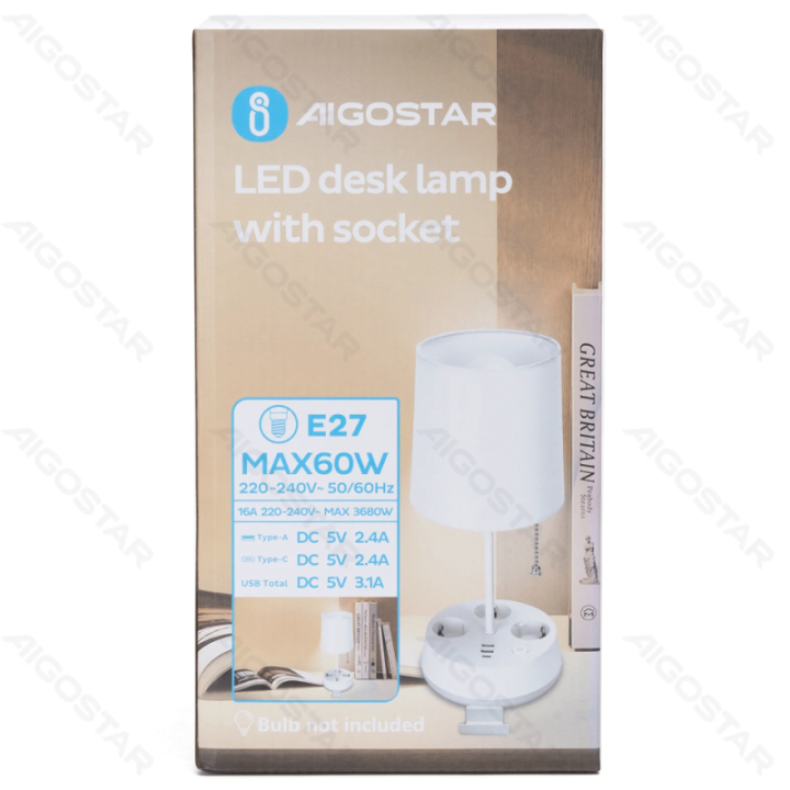 Socket desk lamp bulb not included E27 USB with phone holder
