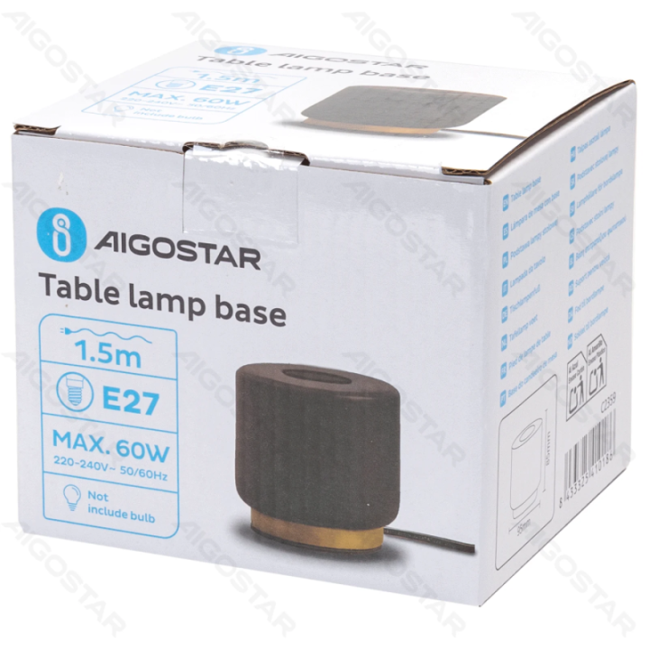 Table lamp base, Bulb not included, E27,Black+Gold, Columnar