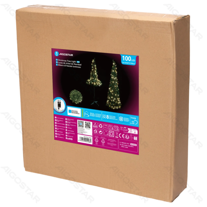 Foldable Christmas Tree Cold White 1.5m IP44, Indoor&Outdoor