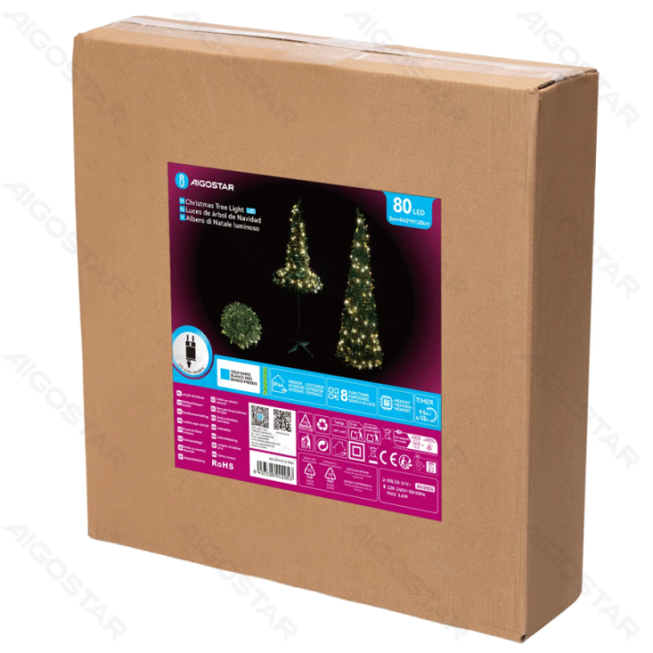 Foldable Christmas Tree Cold White 1.2m IP44, Indoor&Outdoor