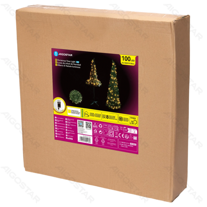 Foldable Christmas Tree Warm White 1.5m IP44, Indoor&Outdoor