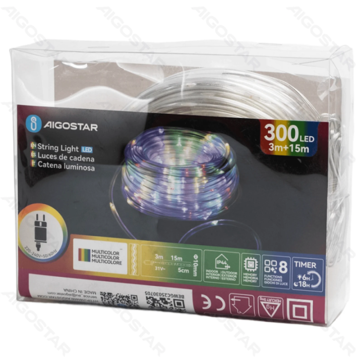 Low Voltage 10mm Tube String Lights RGBY 15m IP44, Indoor&Outdoor