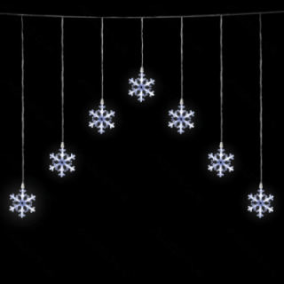 Low Voltage Curtain Inverted-V Flat String Lights Snowflake Cold White 1.2*1m 7 strips IP44, Indoor&Outdoor