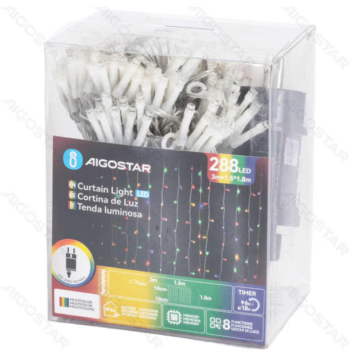 Low Voltage Curtain Flat String Lights, RGBY, 1.5*1.8m 16 strips IP44, Indoor&Outdoor