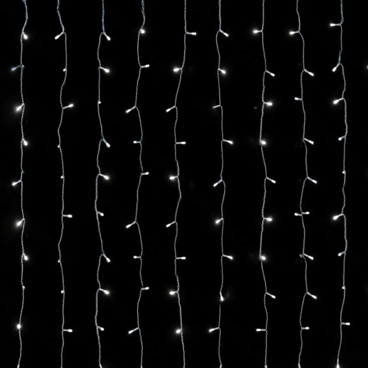 Low Voltage Curtain Flat String Lights, Cold White, 1.5*1.2m 16 strips IP44, Indoor&Outdoor