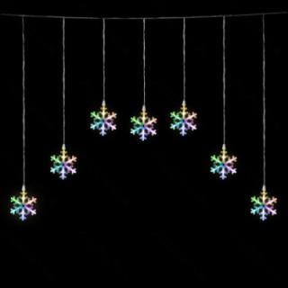 Low voltage string lights,Curtain Trapezoid Flat-top Light Snowflake Pendant RGBY 1.2*1m ,7 strips IP44, Indoor&Outdoor