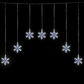 Low voltage string lights,Curtain Trapezoid Flat-top Light Snowflake Pendant Cold White 1.2*1m ,7 strips IP44, Indoor&Outdoor
