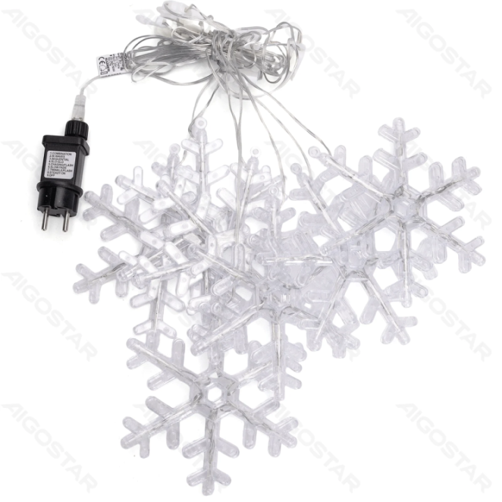 Low voltage string lights,Curtain Trapezoid Flat-top Light Snowflake Pendant Cold White 1.2*1m ,7 strips IP44, Indoor&Outdoor
