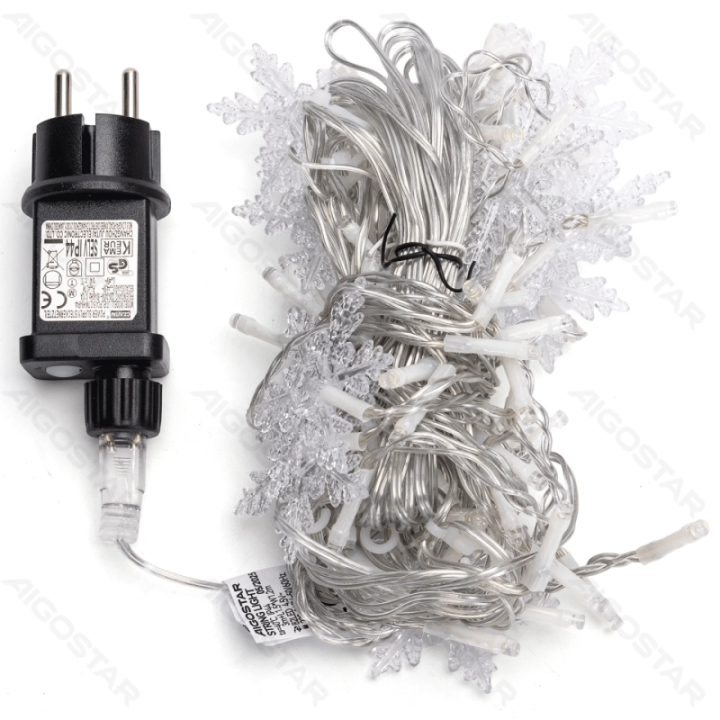 Low Voltage Curtain Inverted-V Flat String Lights Snowflake RGBY 1.5*1.2m 11 strips IP44, Indoor&Outdoor