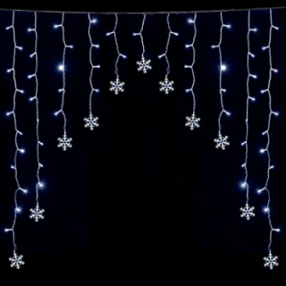 Low Voltage Curtain Inverted-V Flat String Lights Snowflake Cold White 1.5*1.2m 11 strips IP44, Indoor&Outdoor