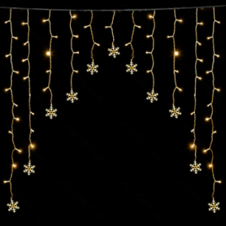 Low Voltage Curtain Inverted-V Flat String Lights Snowflake Warm White 1.5*1.2m 11 strips IP44, Indoor&Outdoor