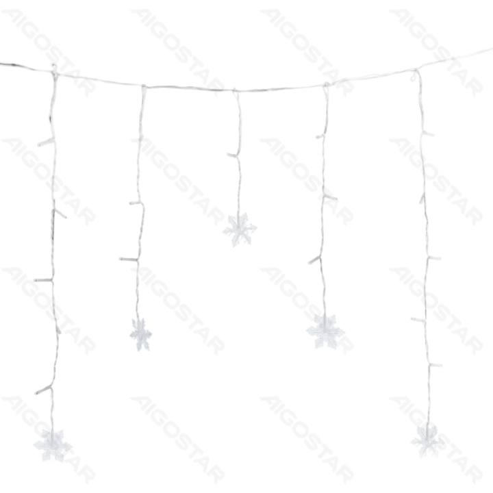 Low Voltage Curtain Inverted-V Flat String Lights Snowflake Warm White 1.5*1.2m 11 strips IP44, Indoor&Outdoor