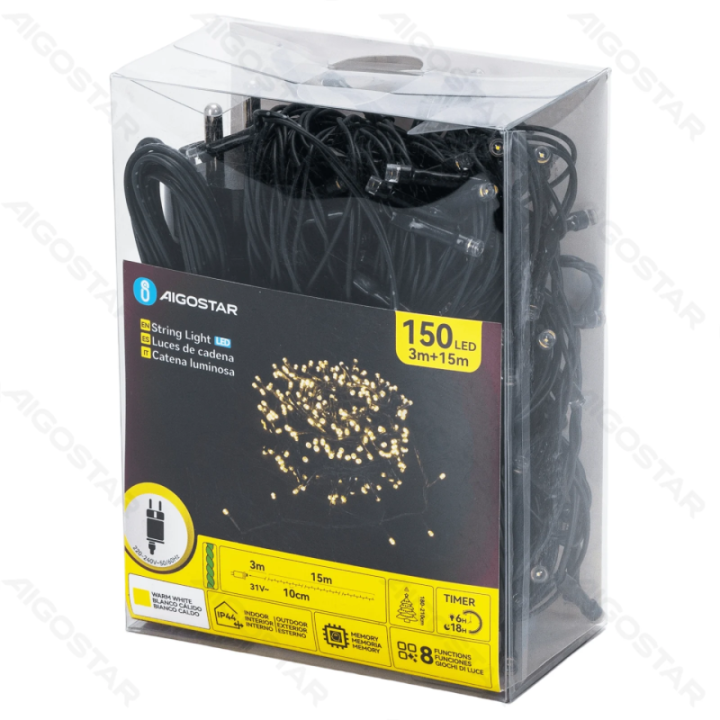 Low Voltage Flat String Lights, Warm White, 15m IP44, Indoor&Outdoor