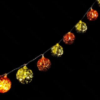3AA Battery String Lights Christmas Balls Golden+Red Warm White 2m IP44, Indoor&Outdoor