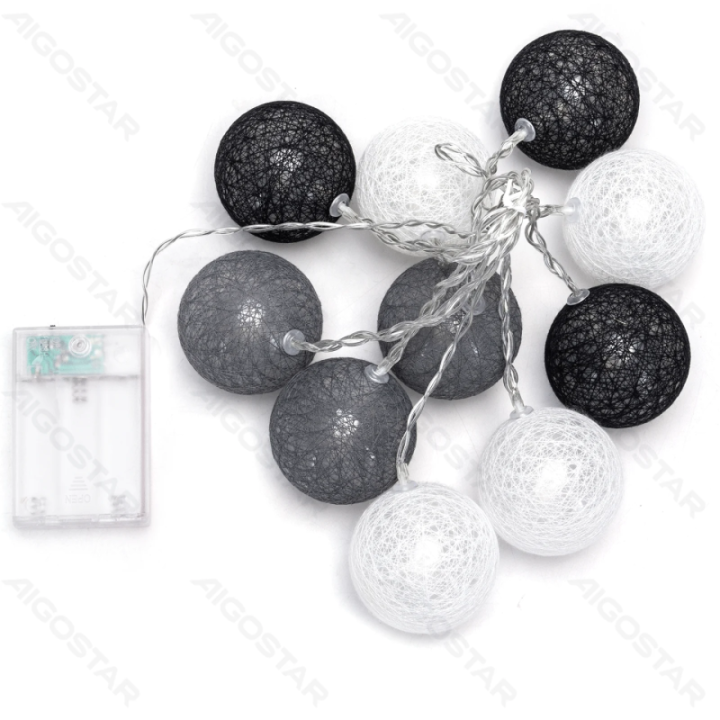 3AA Battery String Lights Cotton Ball Light Gray&White Warm White 2m