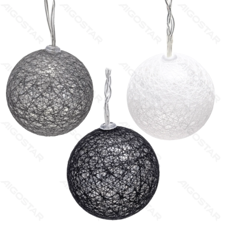 3AA Battery String Lights Cotton Ball Light Gray&White Warm White 2m