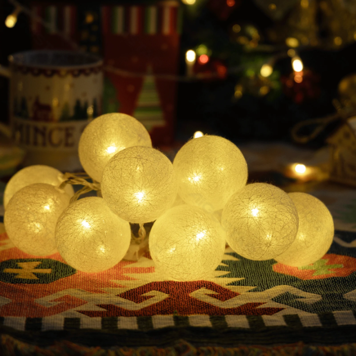 3AA Battery String Lights Cotton Ball Light White Warm White 2m
