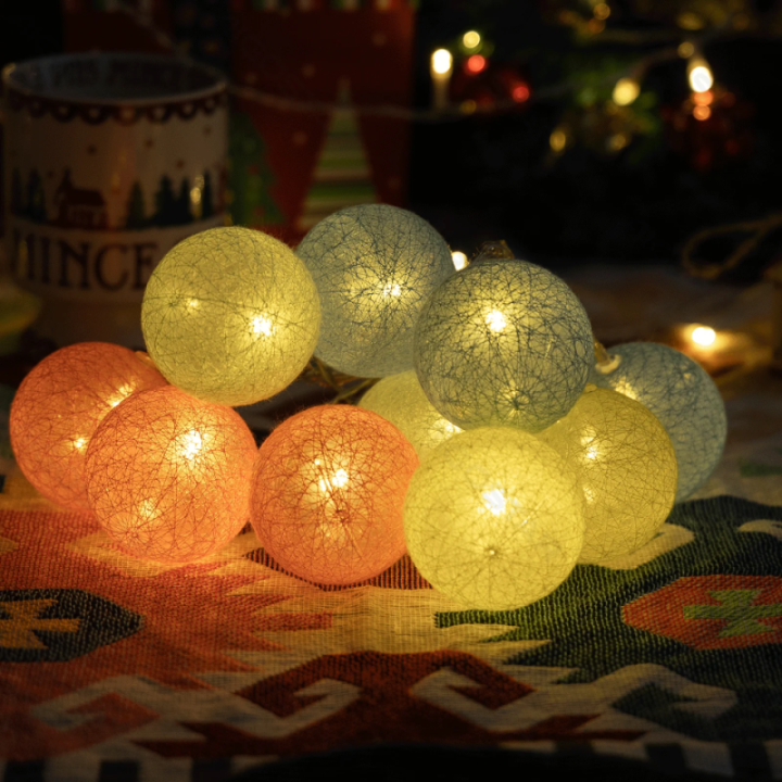 3AA Battery String Lights Cotton Ball Light Light Colors Warm White 2m