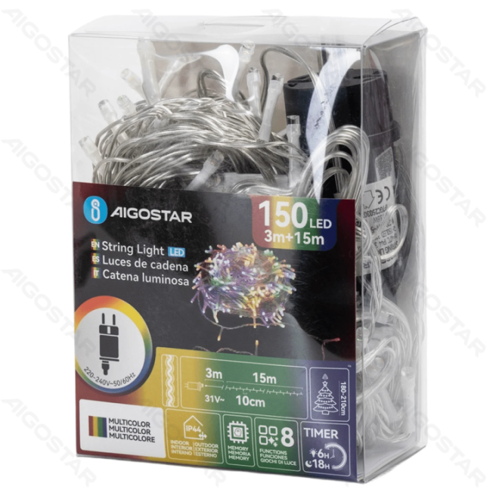 Low Voltage Flat String Lights, RGBY, 15m IP44, Indoor&Outdoor