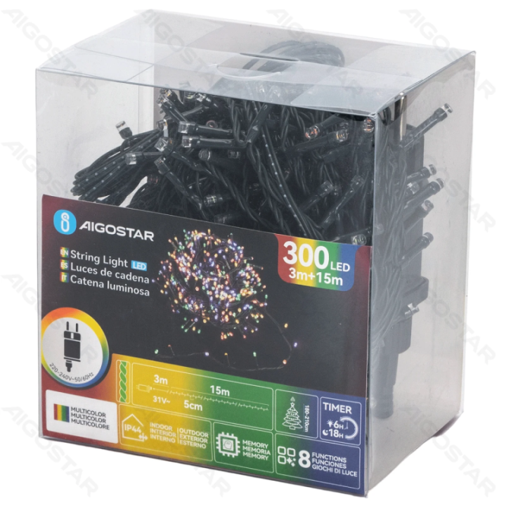 Low Voltage Flat String Lights, RGBY, 15m IP44, Indoor&Outdoor