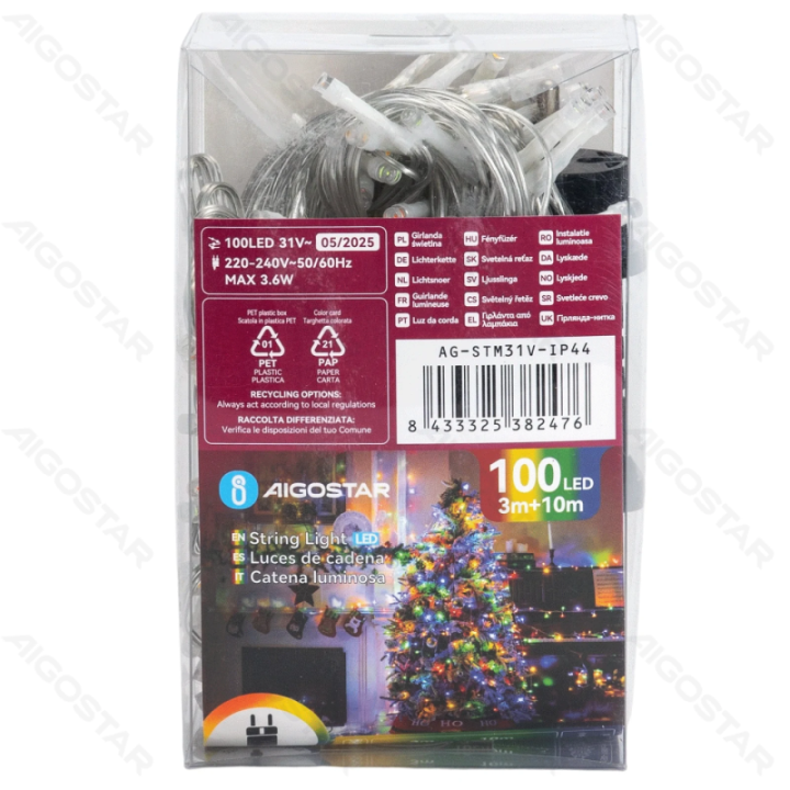 Low Voltage Flat String Lights, RGBY, 10m IP44, Indoor&Outdoor