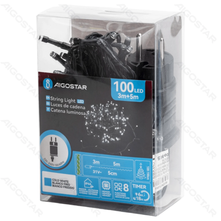 Low Voltage Flat String Lights, Cold White, 5m IP44, Indoor&Outdoor