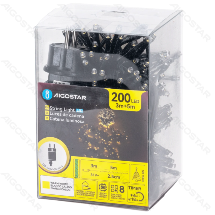 Low voltage firecracker flat string lights, warm white, 5m ,IP44, Indoor&Outdoor