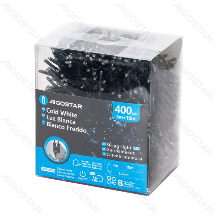 Low voltage firecracker flat string lights, cold white, 10m ,IP44, Indoor&Outdoor