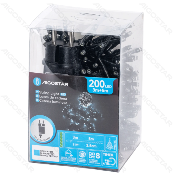 Low voltage firecracker flat string lights, cold white, 5m ,IP44, Indoor&Outdoor