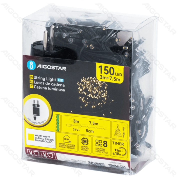 Low voltage flat string lights, warm white, 7.5m ,IP44, Indoor&Outdoor