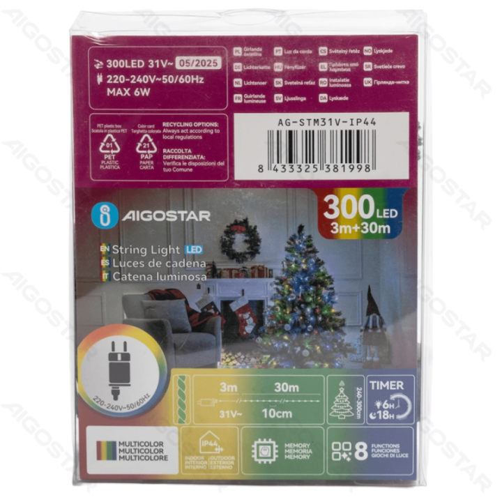 Low voltage string lights(PVC & copper), RGBY, 30m ,IP44, Indoor&Outdoor