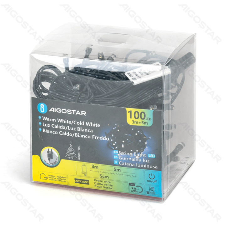 Mažos įtampos plokščios girliandos, šilta balta–dienos balta, 5m