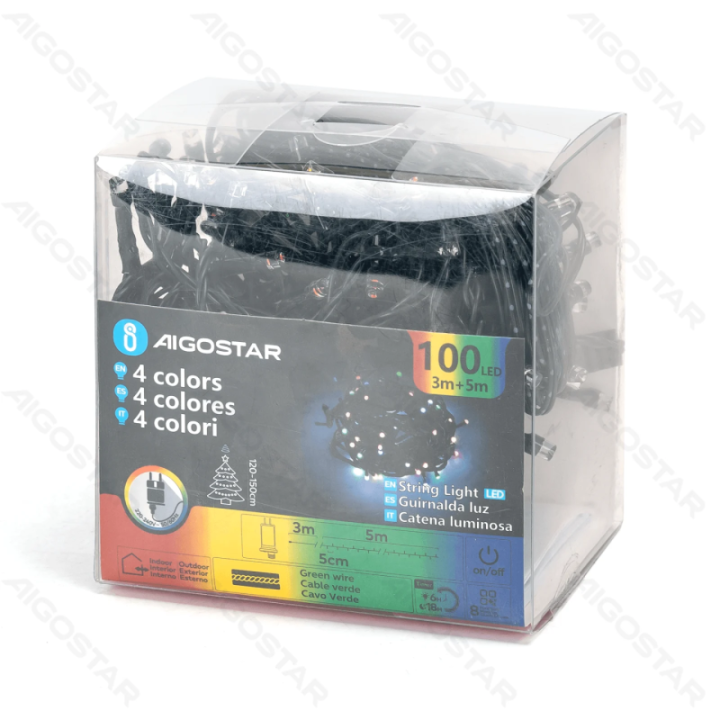 Low Voltage Flat String Lights, RGBY, 5m IP44, Indoor&Outdoor