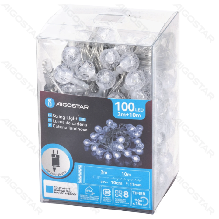 Low voltage bubble string lights, cold white, 10m ,IP44, Indoor&Outdoor
