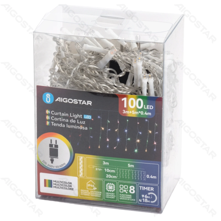 Low voltage icicle (flush) flat string lights, RGBY, 5m*0.4m 25 strips ,IP44, Indoor&Outdoor