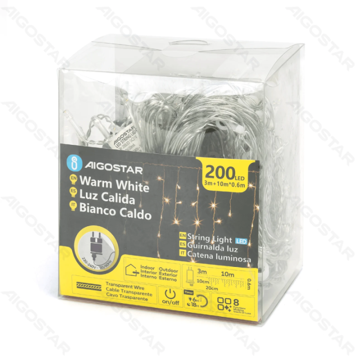 Low voltage icicle (wave) flat string lights, warm white, 10m*0.6m 50 strips ,IP44, Indoor&Outdoor