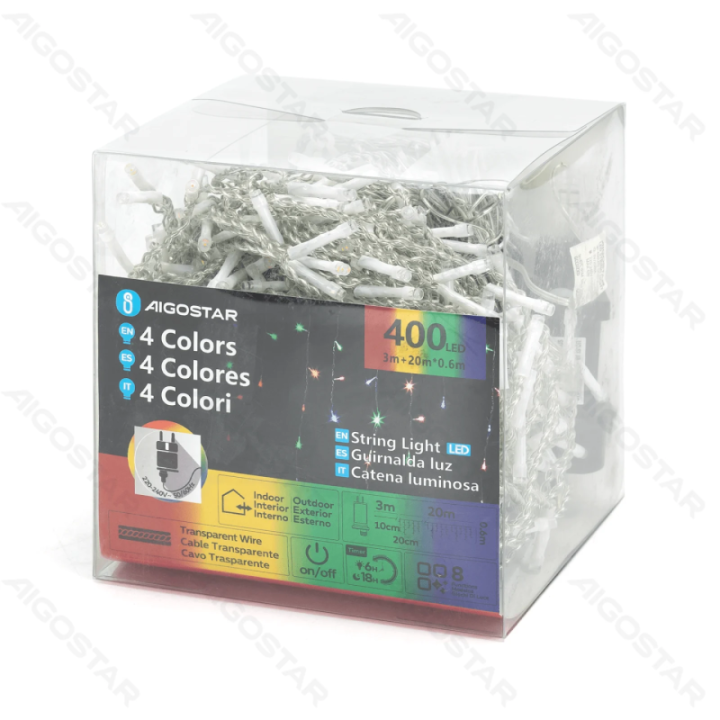 Low voltage icicle (wave) flat string lights, RGBY, 20m*0.6m 100 strips ,IP44, Indoor&Outdoor