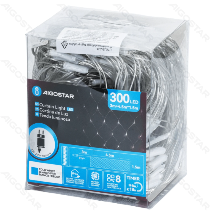 Low voltage net light flat string lights, cold white, 4.5m*1.5m, IP44, Indoor&Outdoor