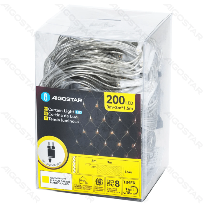 Low voltage net light flat string lights, warm white, 3m*1.5m ,IP44, Indoor&Outdoor