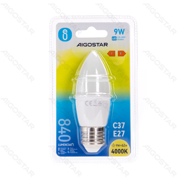 LED C37 Globe Bulb-E27-9W-4000K-840lm