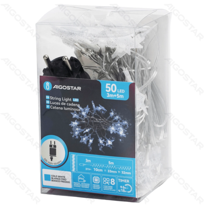 Low voltage star snowflake string lights, cold white, 5m ,IP44, Indoor&Outdoor